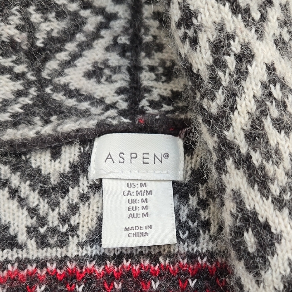 Geometric Patterned Sweater - Charcoal, White, An… - image 2